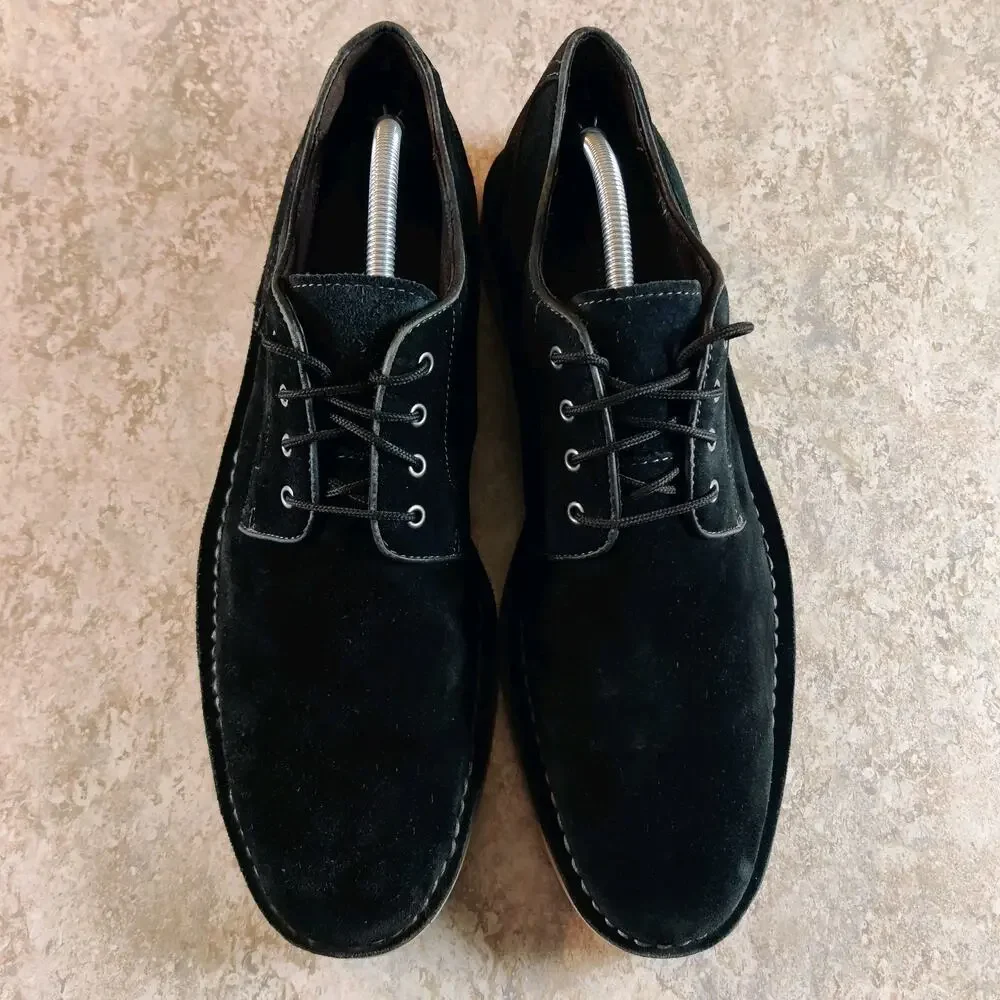 John Varvatos USA Lace-Up‎ Oxfords Shoes Men Size 10.5 M Black Suede *Read Desc.